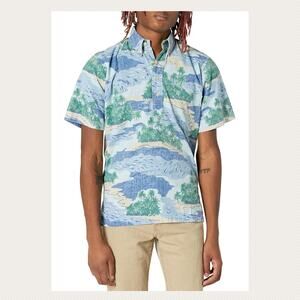 Reyn Spooner Kloth Palm Tree Island Ocean Waves Print Pullover Shirt Size XXL